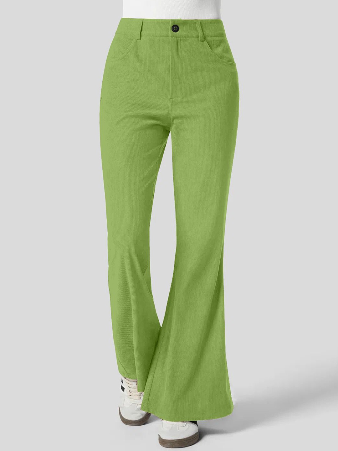 

Kalika Women Loose Fit Mid-Rise Trousers, Lime green