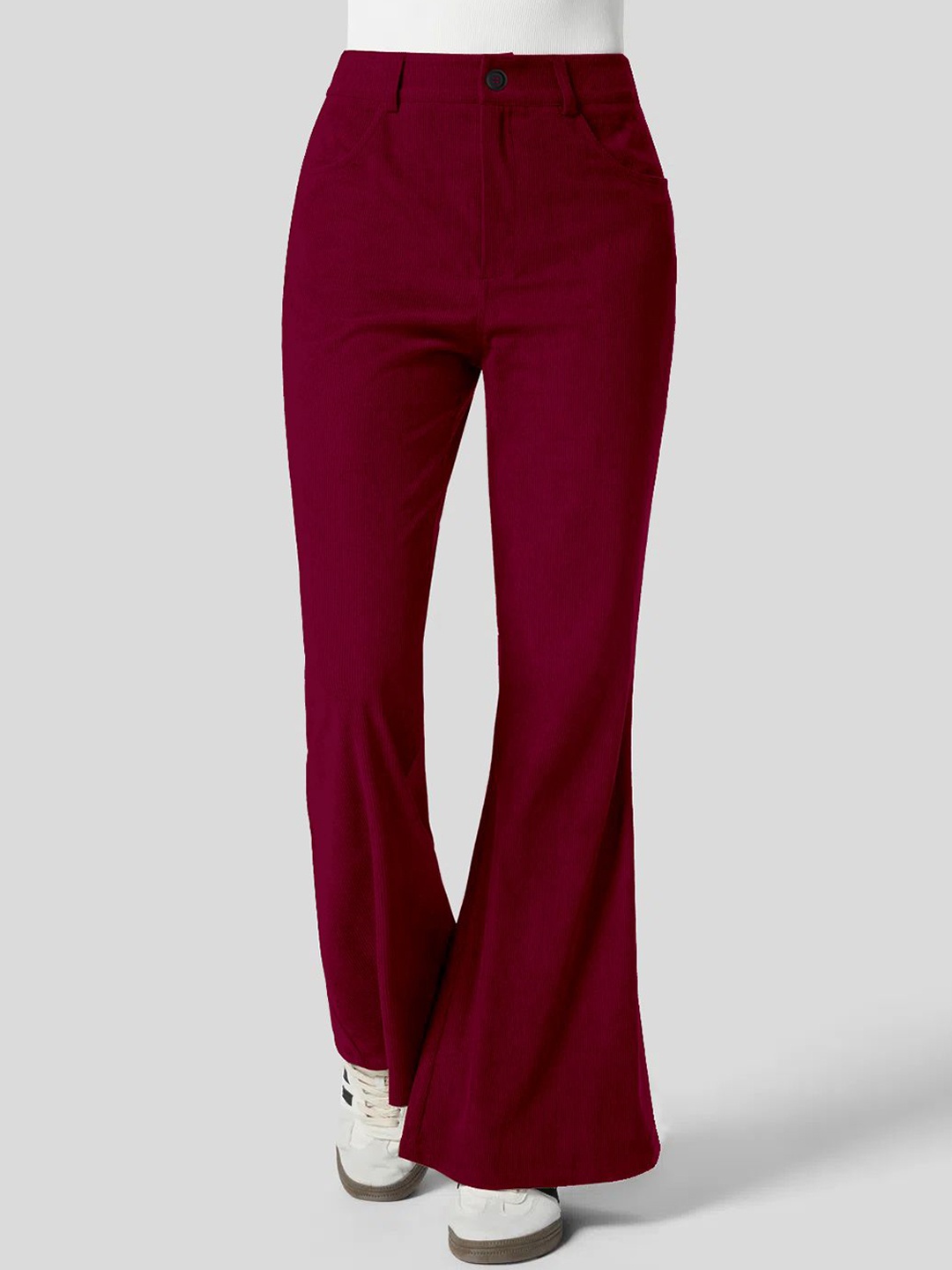 

Kalika Women Mid-Rise Loose Fit Trousers, Maroon
