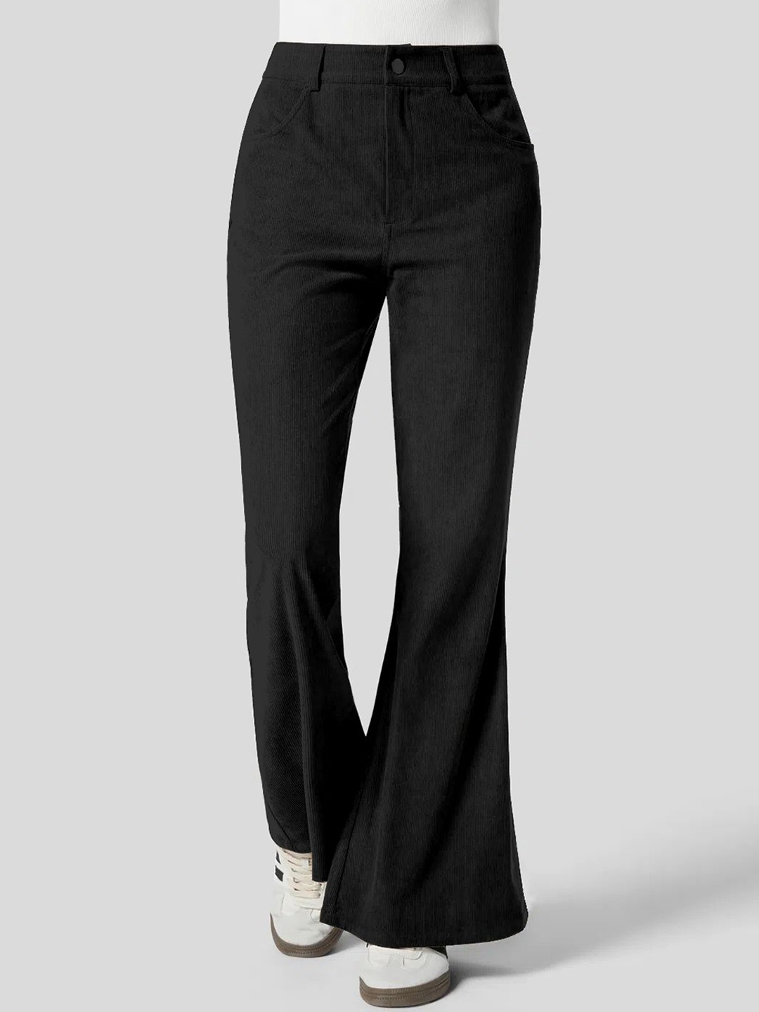 

Kalika Women Loose Fit Mid-Rise Trousers, Black