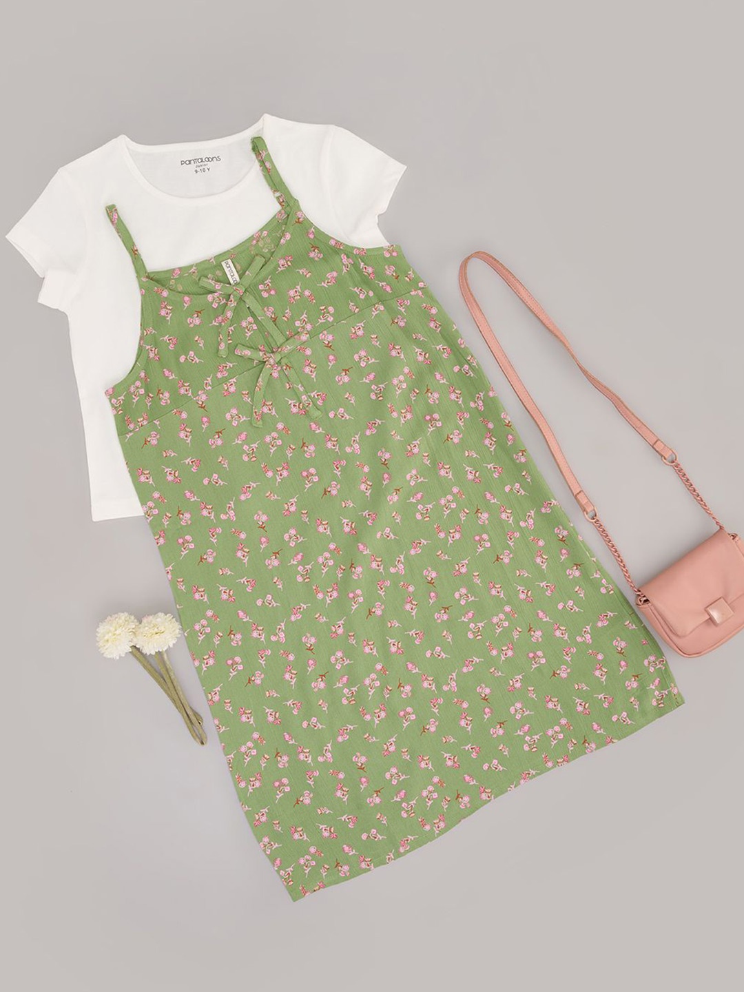 

Pantaloons Junior Girls Floral Printed A-Line Dress, Green