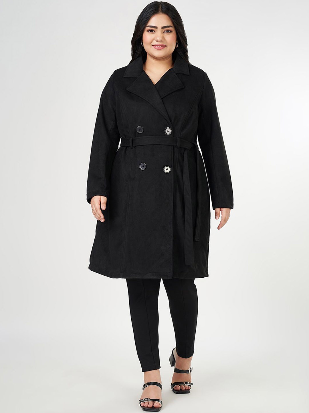 

Honey Curvytude by Pantaloons Women Tailored Lapel Collar Casual Jacket, Black