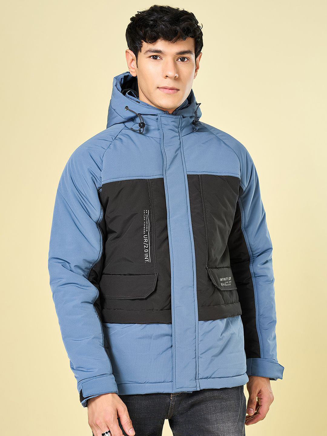 

SF JEANS by Pantaloons Men Hooded Colourblocked Casual Padded Jacket, Teal