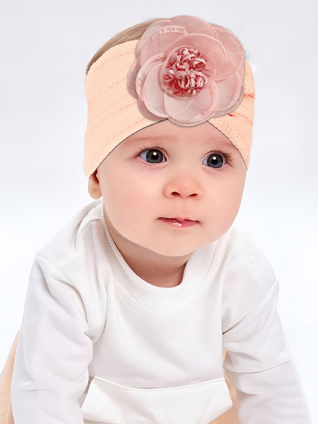 

SYGA Unisex Kids Chill Wrap Headband with Large Flower, Beige