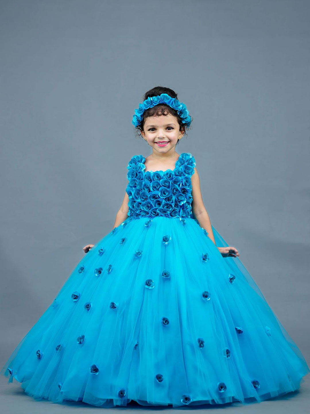 

Li & Li Boutique Girls Embellished Net Maxi Dress, Blue