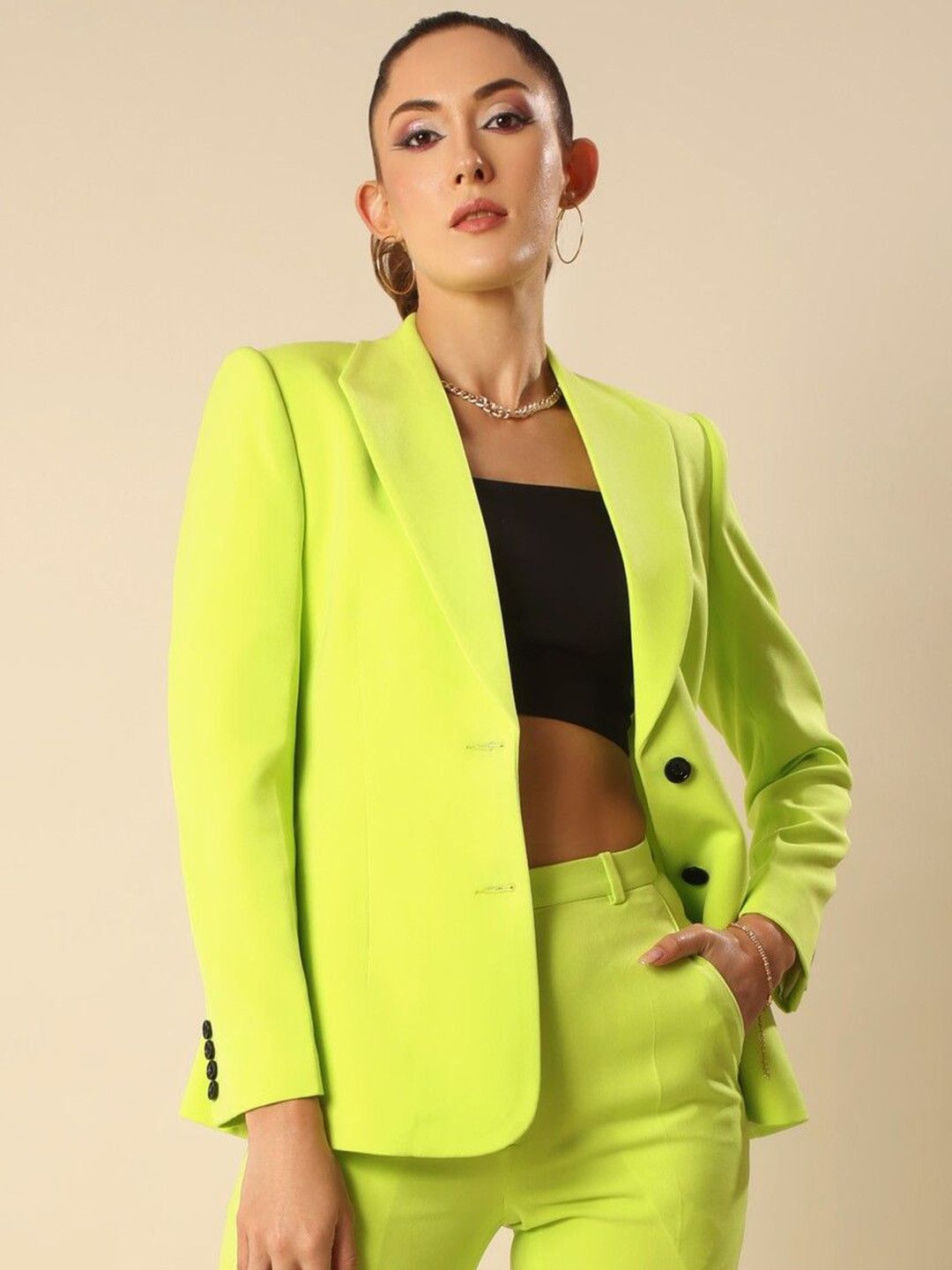 

VOLCAPE Anne Tailored -Fit Single Breasted Blazer, Green