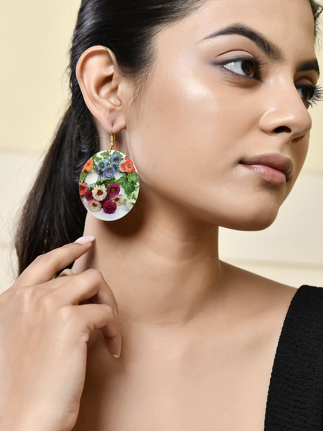 

Silvermerc Designs Rhodium-Plated Floral Drop Earrings, Green