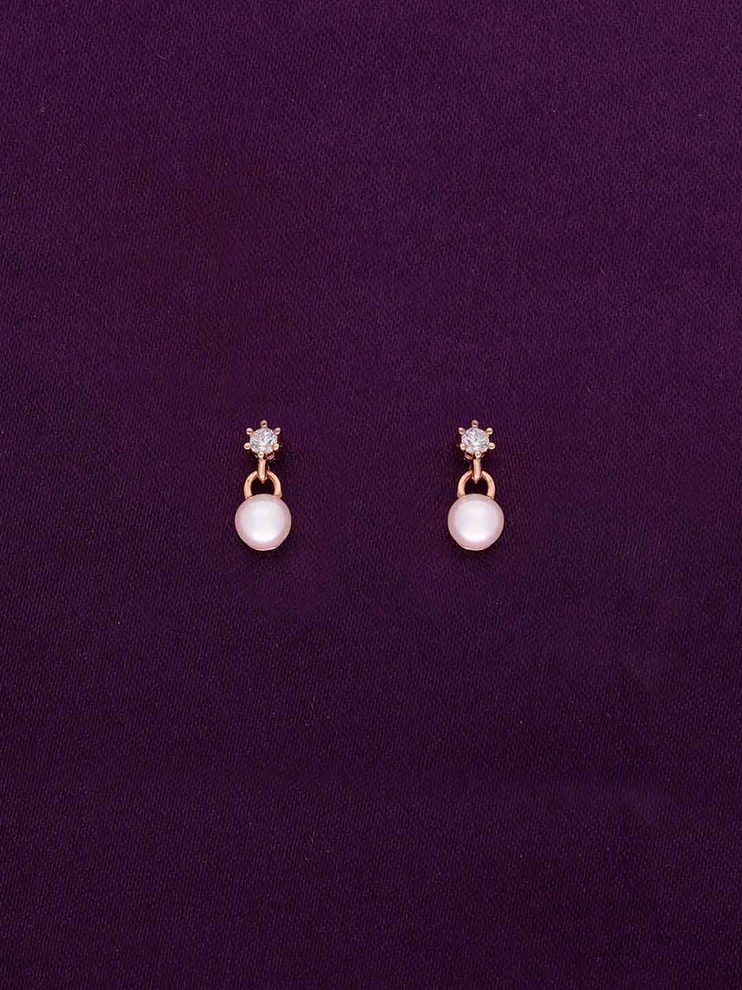 

KAI JEWEL 92.5 Sterling Silver Rose Gold-Plated CZ & Pearls Contemporary Drop Earrings