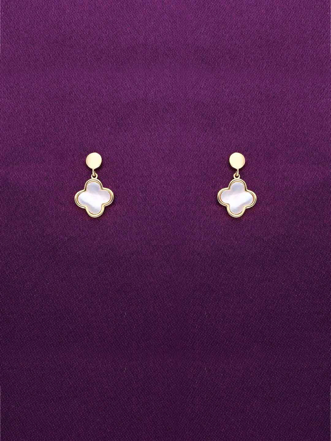 

KAI JEWEL 92.5 Sterling Silver Gold-Plated CZ Studded Contemporary Drop Earrings
