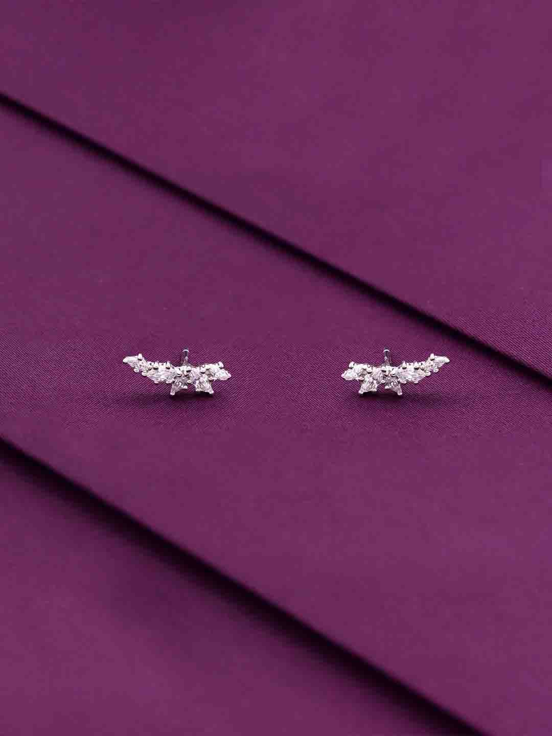 

KAI JEWEL 92.5 Sterling Silver Rhodium-Plated CZ Studded Contemporary Studs Earrings