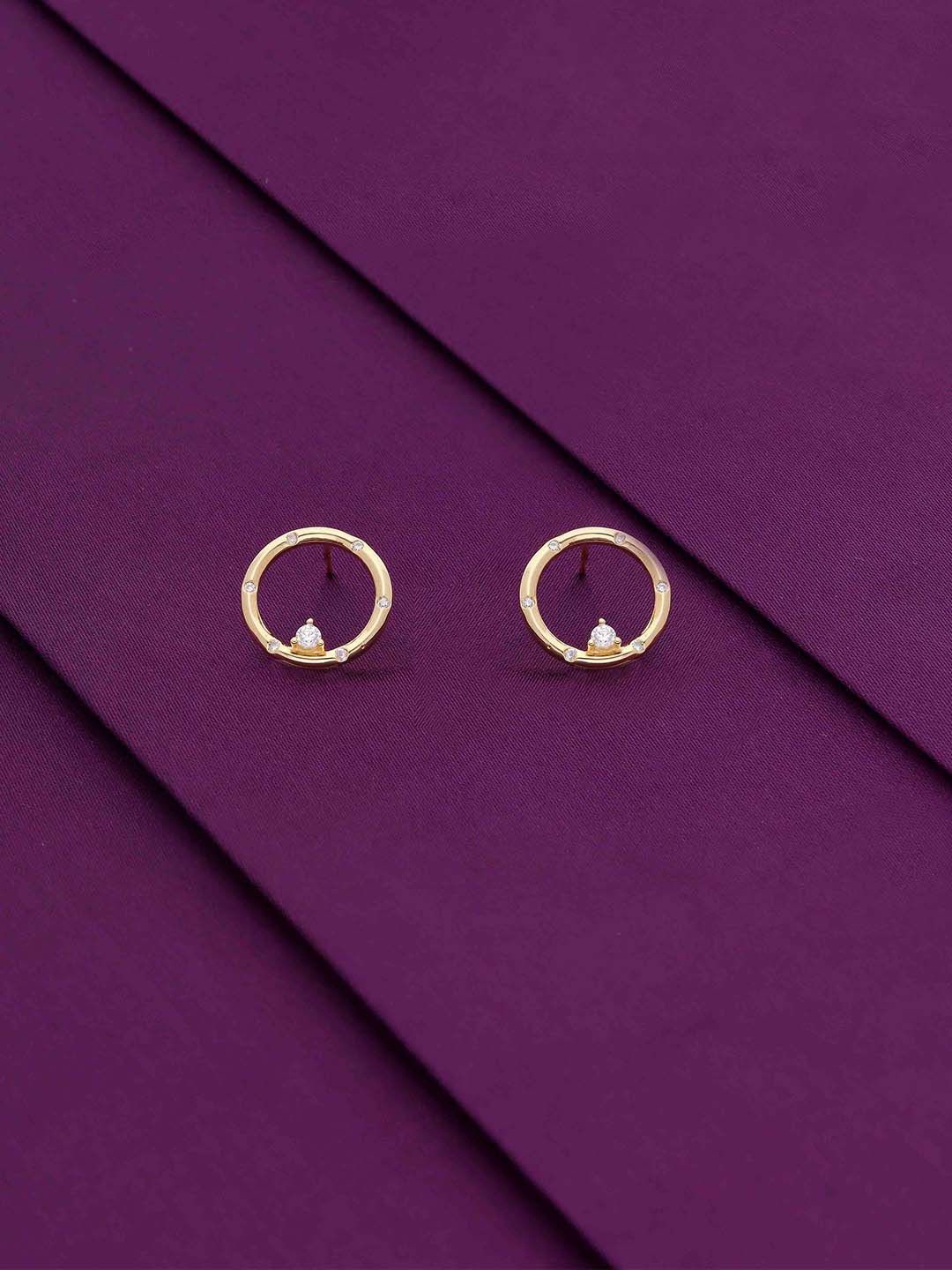 

KAI JEWEL 92.5 Sterling Silver Gold-Plated CZ Studded Contemporary Studs Earrings