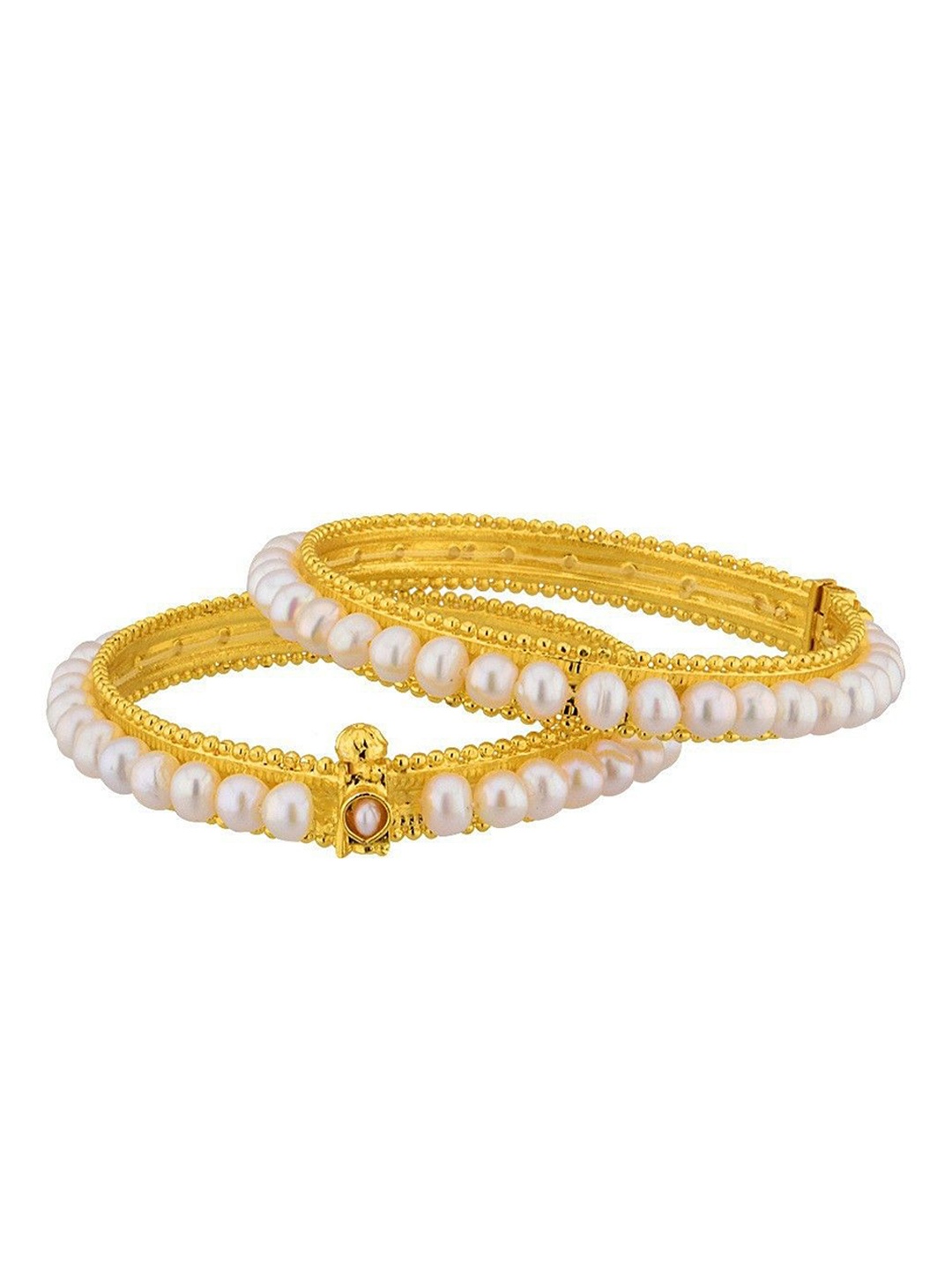 

Sri Jagdamba Pearls Dealer Set Of 2 Gold-Plated Beaded Bangles
