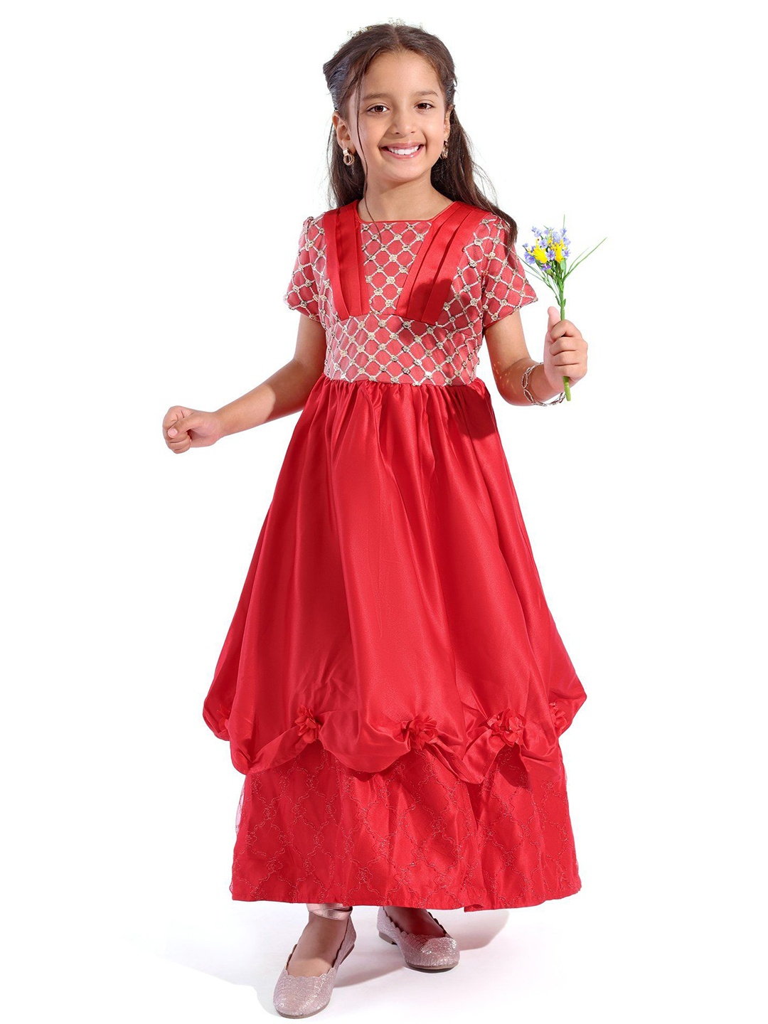 

Mark & Mia Girls Cotton Peplum Maxi Dress, Red