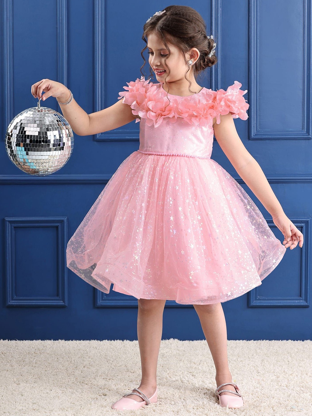 

Mark & Mia Girls Self Design Fit & Flare Dress, Pink