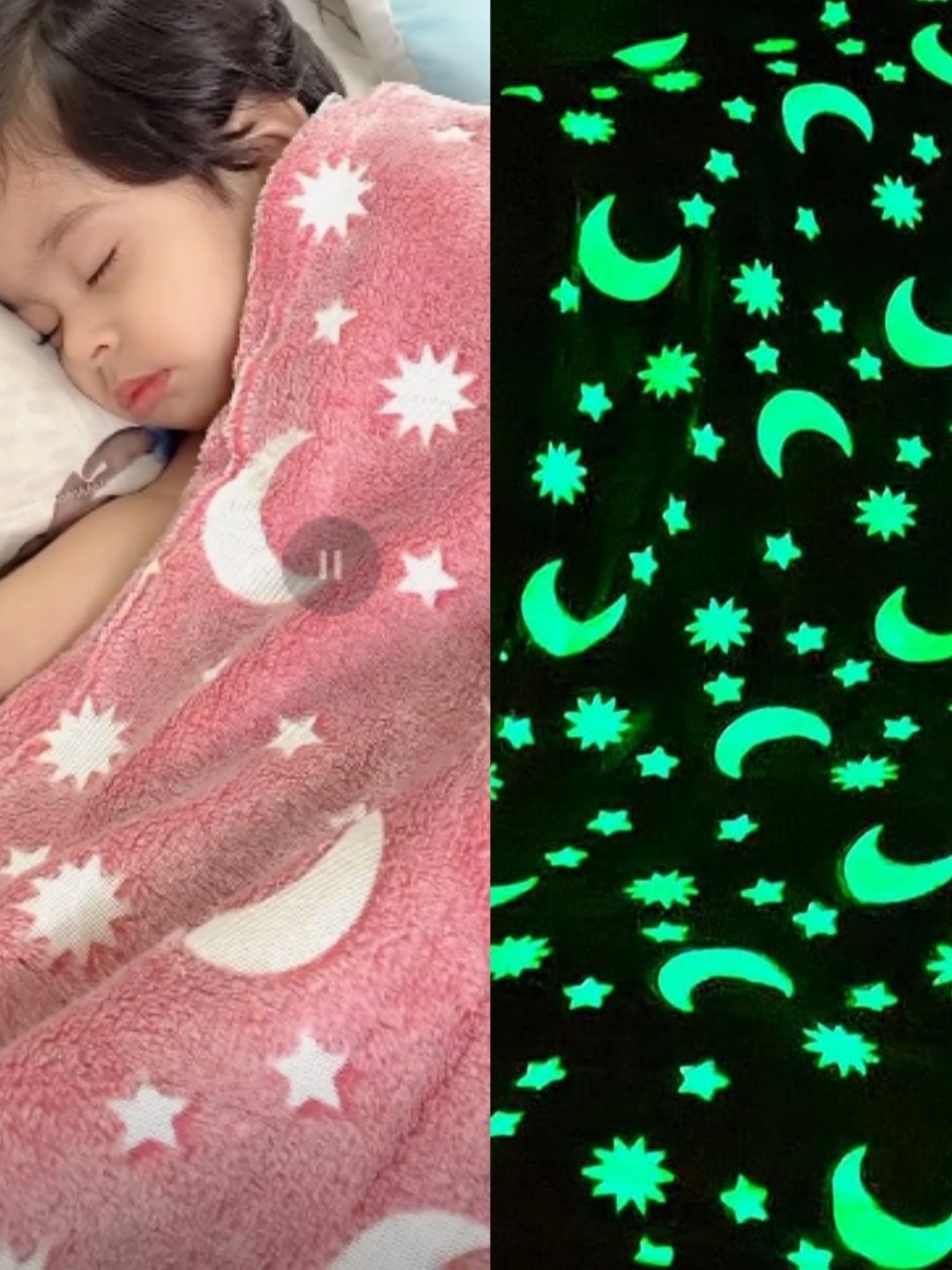 

Famyo Kids Glow in The Dark Pink Moon & Stars 220 GSM Queen Size Blanket