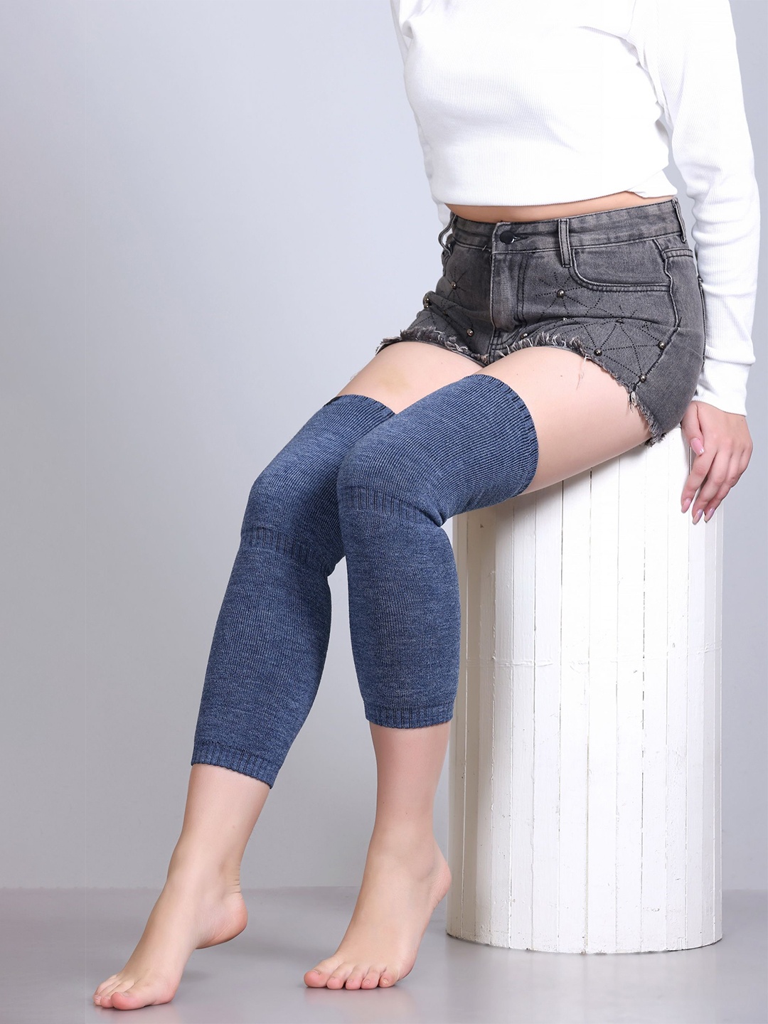 

513 Unisex Above Knee Leg Warmer Socks, Blue