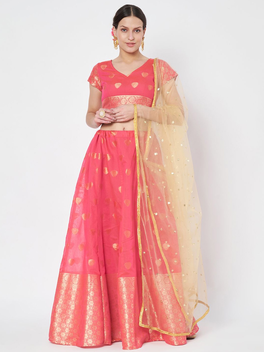 

studio rasa Woven Design Ready to Wear Lehenga & Blouse With Dupatta, Pink