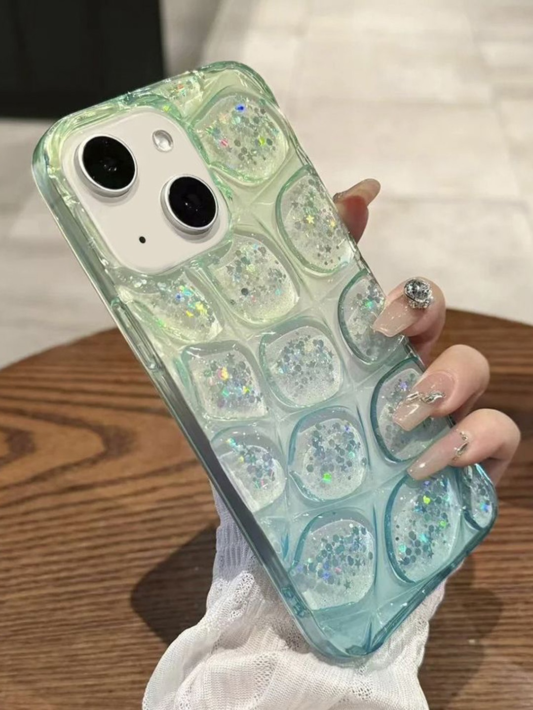 

Luxury Kase Glitter Quirky Printed iPhone 14 Back Case, Blue