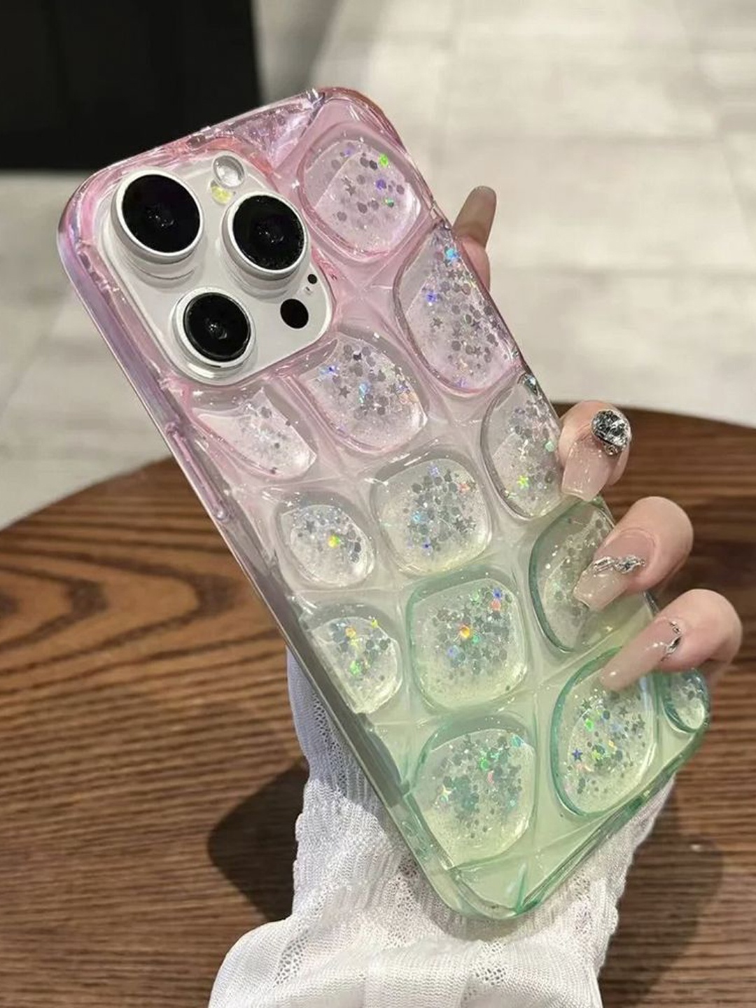 

Luxury Kase Glitter Quirky Printed iPhone 16 Pro Max Back Case, Pink