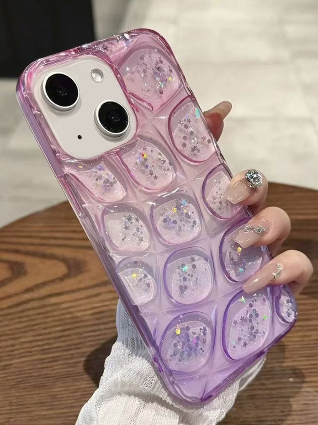 

Luxury Kase Quirky Printed iPhone 15 Back Case, Purple