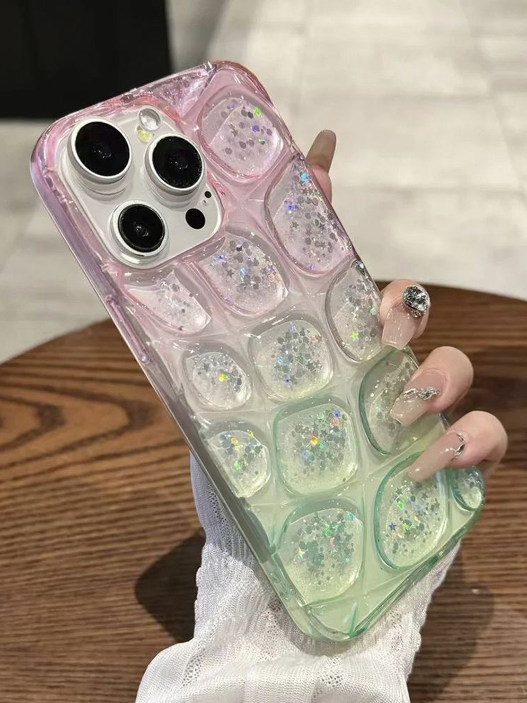 

Luxury Kase Glitter Quirky Printed iPhone 14 Pro Back Case, Pink