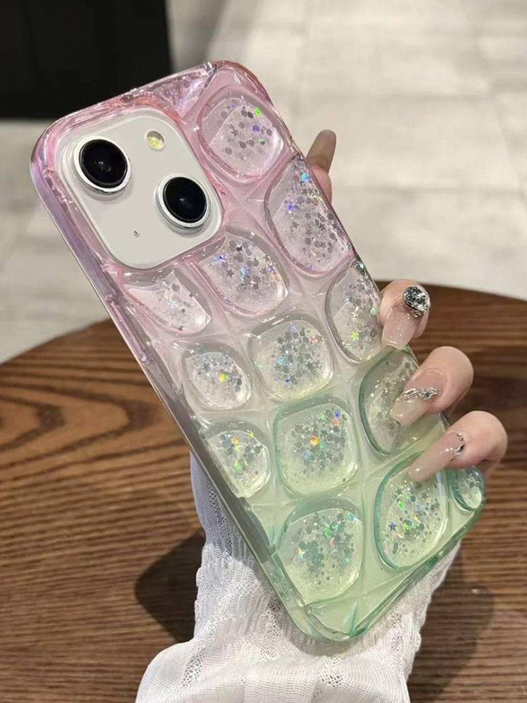 

Luxury Kase Glitter Quirky Printed iPhone 14 Back Case, Pink