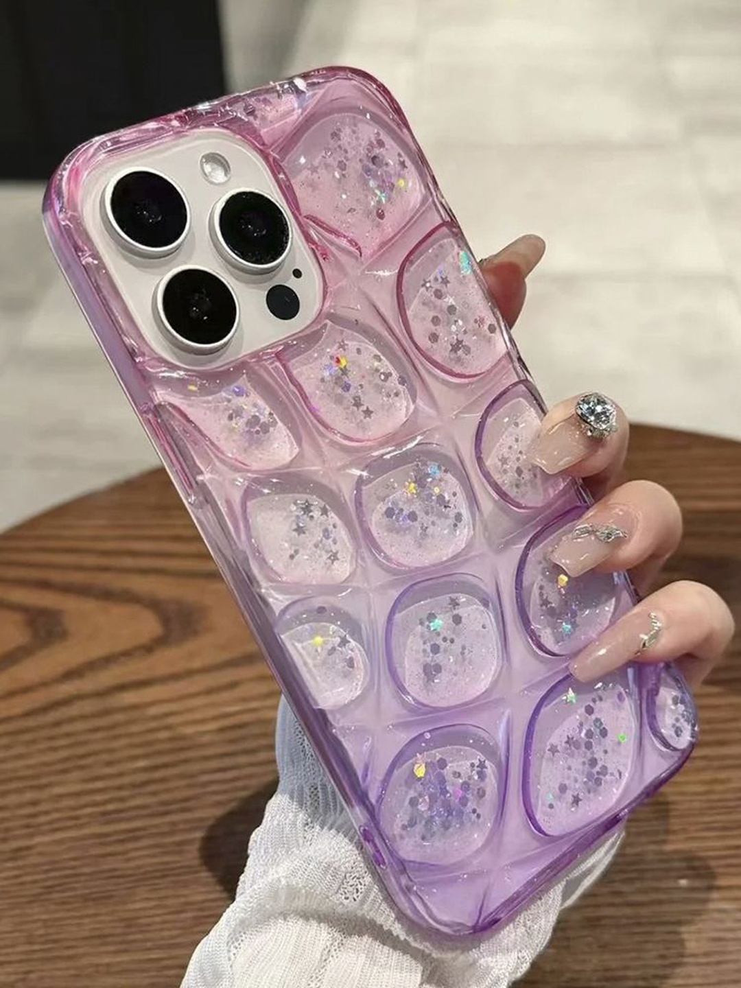 

Luxury Kase Glitter Quirky Printed iPhone 14 Pro Max Back Case, Purple