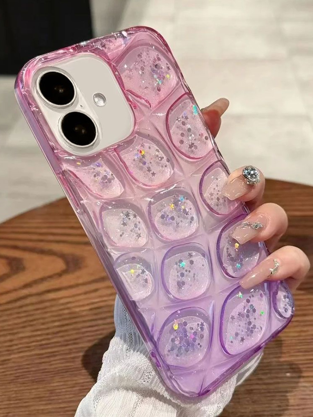 

Luxury Kase LK170 Glitter Quirky Printed iPhone 16 Back Case, Purple