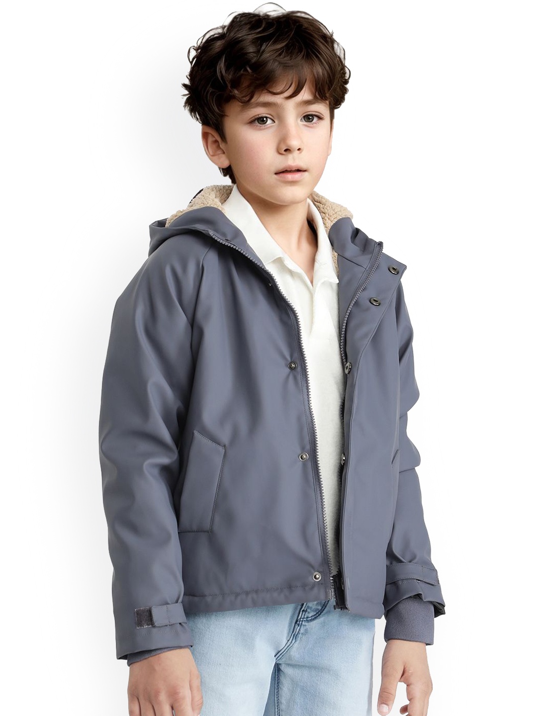 

Rare Ones Boys Polyester Hooded Jacket, Grey