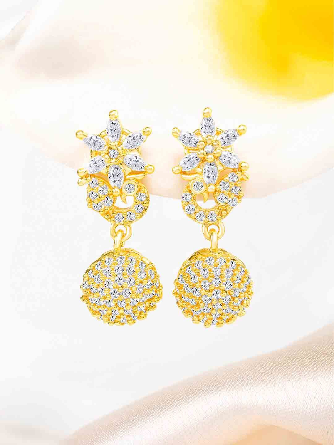 

Peora Gold-Plated Cubic Zirconia Contemporary Jhumkas, White