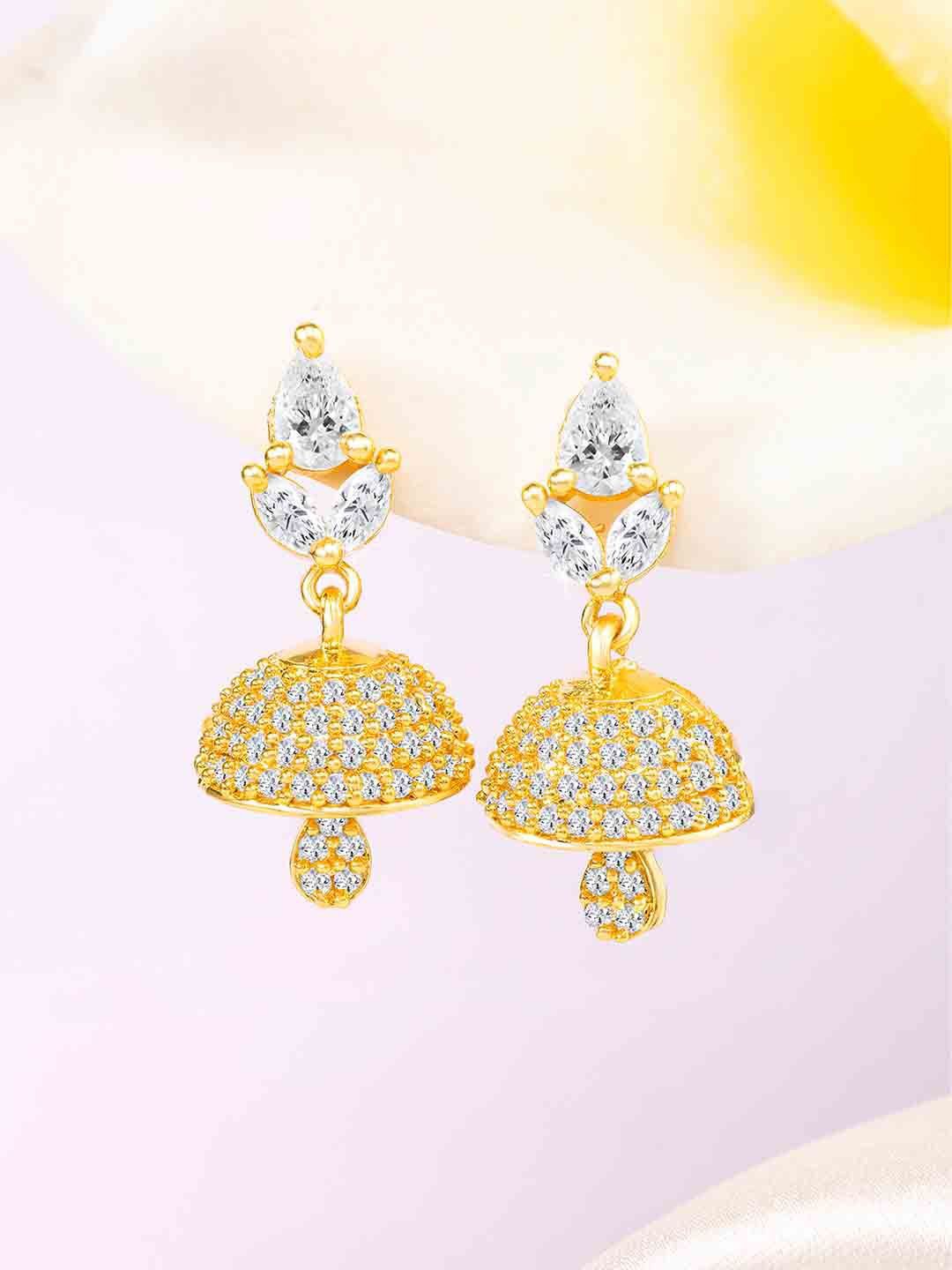 

Peora Gold-Plated Cubic Zirconia Contemporary Jhumkas, White