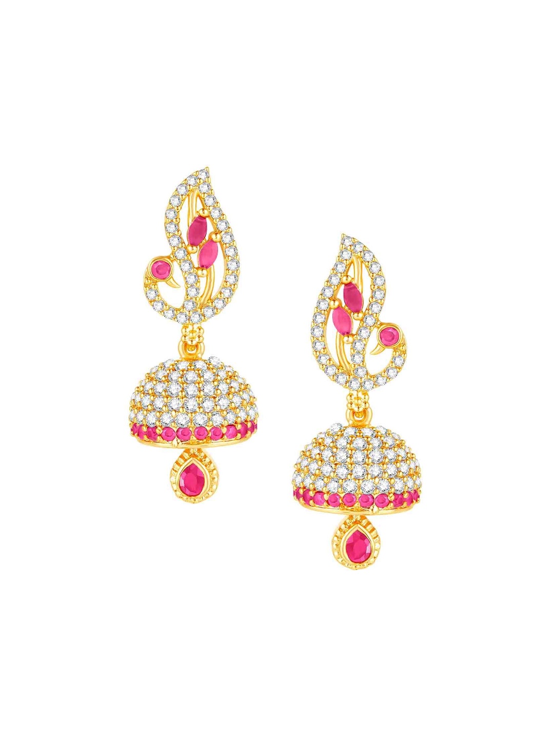 

Peora Gold-Plated Cubic Zirconia Studded Floral Jhumkas