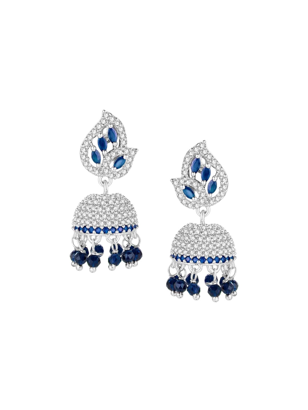 

Peora Silver Plated Cubic Zirconia Studded Dome Shaped Jhumkas