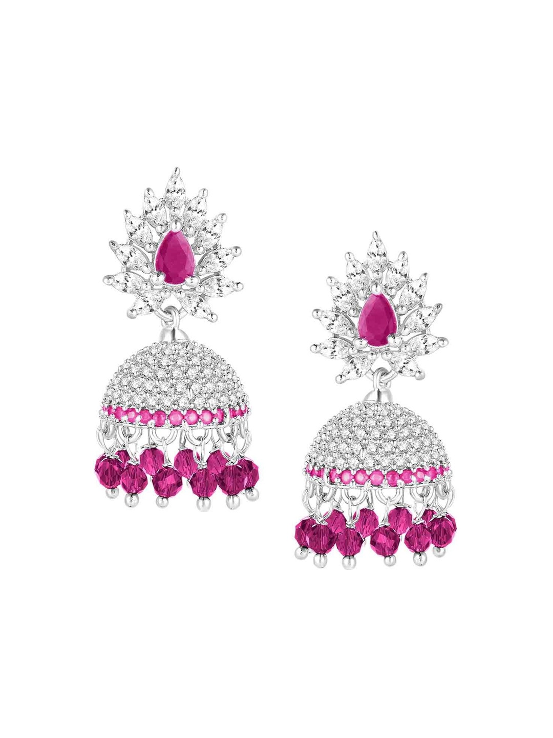 

Peora Silver-Plated Cubic Zirconia Contemporary Jhumkas
