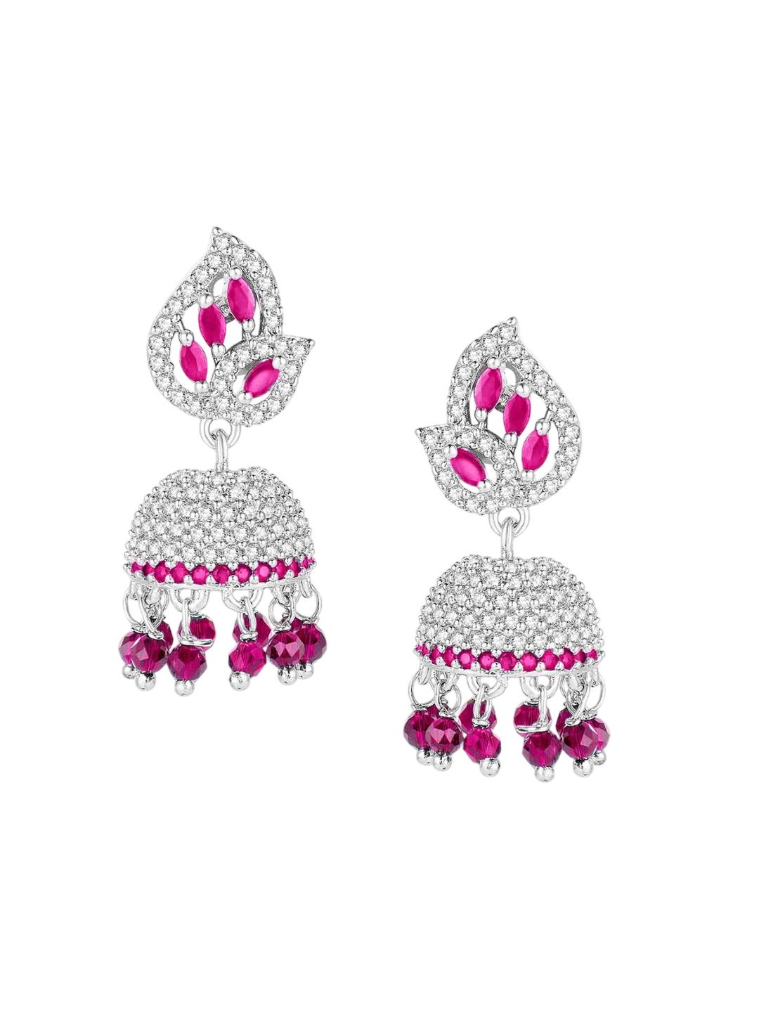 

Peora Silver-Plated CZ Studded Dome Shaped Jhumkas