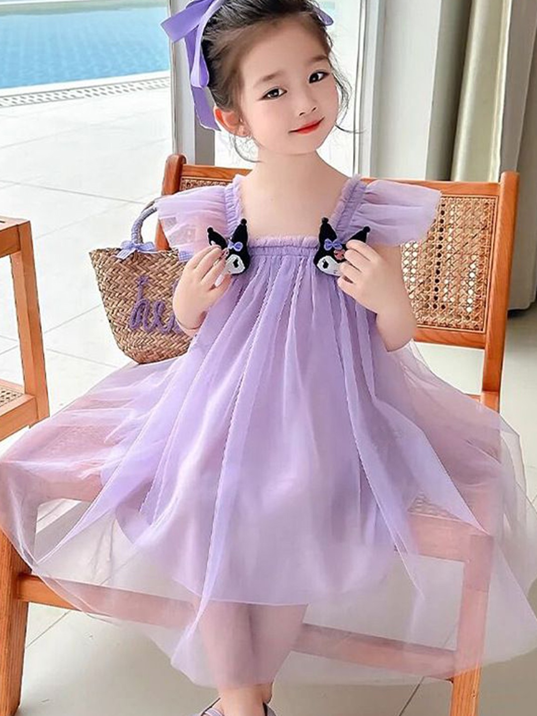 

YK Girls Cotton A-Line Dress, Lavender