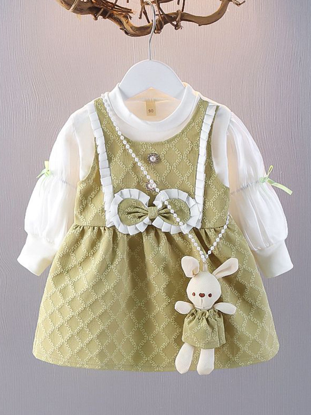

YK Girls Cotton Fit & Flare Dress, Green