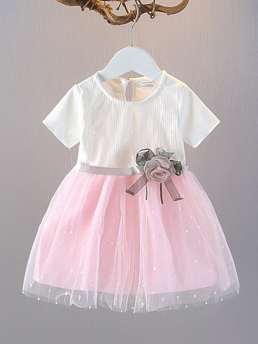 

YK Girls Cotton Fit & Flare Dress, White