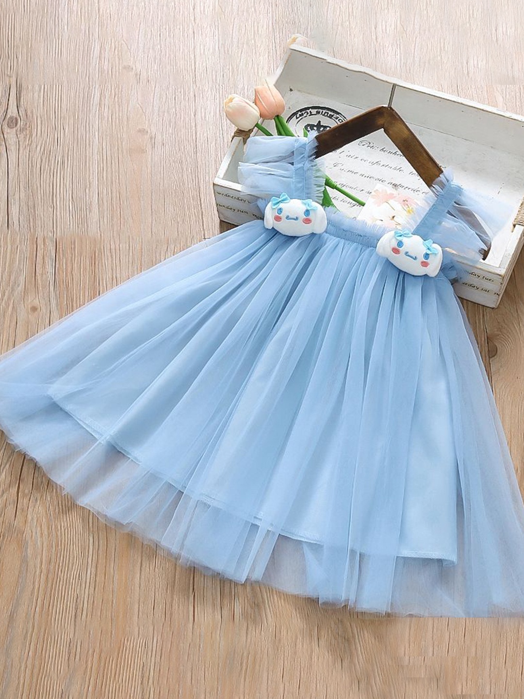 

YK Girls Cotton A-Line Dress, Blue