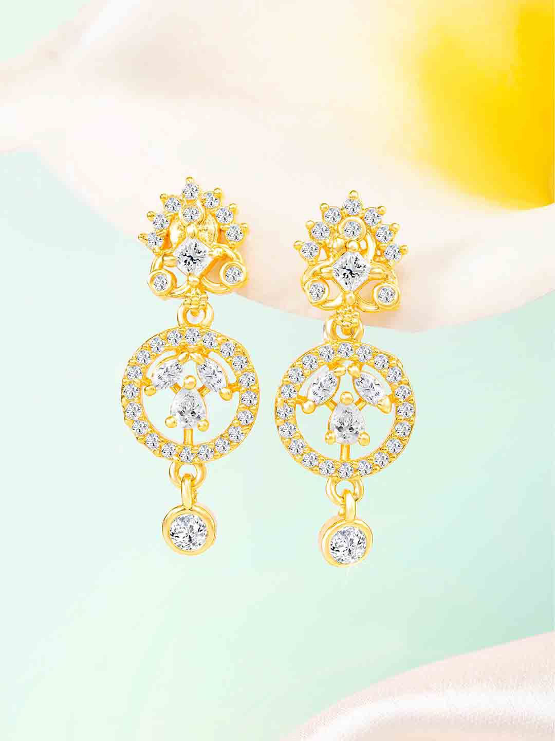 

Peora Gold-Plated Contemporary Drop Earrings, White