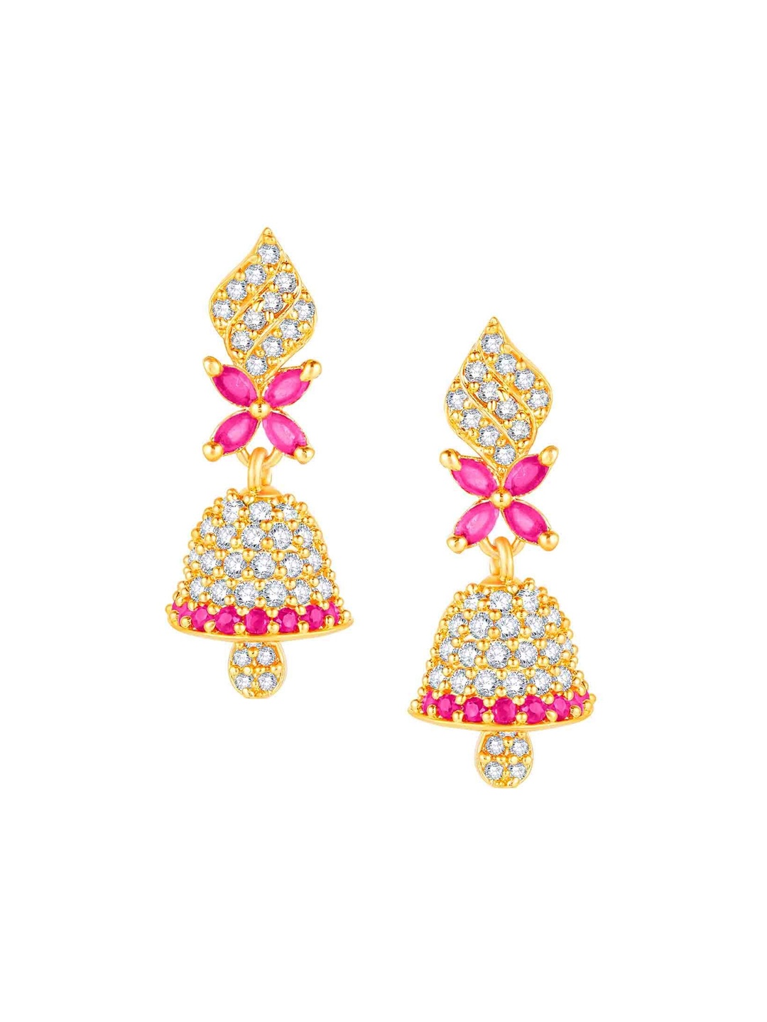 

Peora Gold-Plated CZ Studded Floral Jhumkas