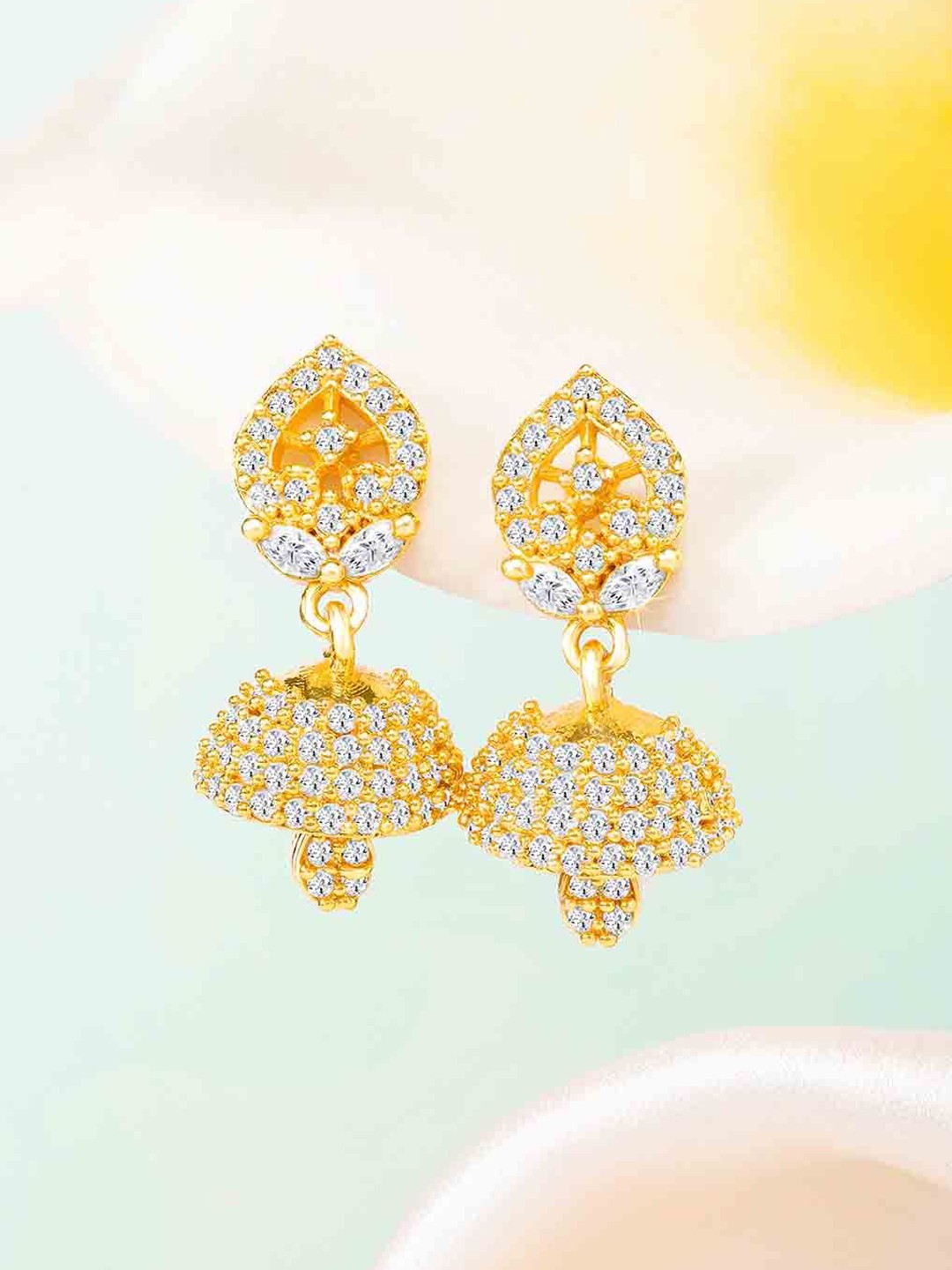 

Peora Gold-Plated Cubic Zirconia Contemporary Jhumkas, White