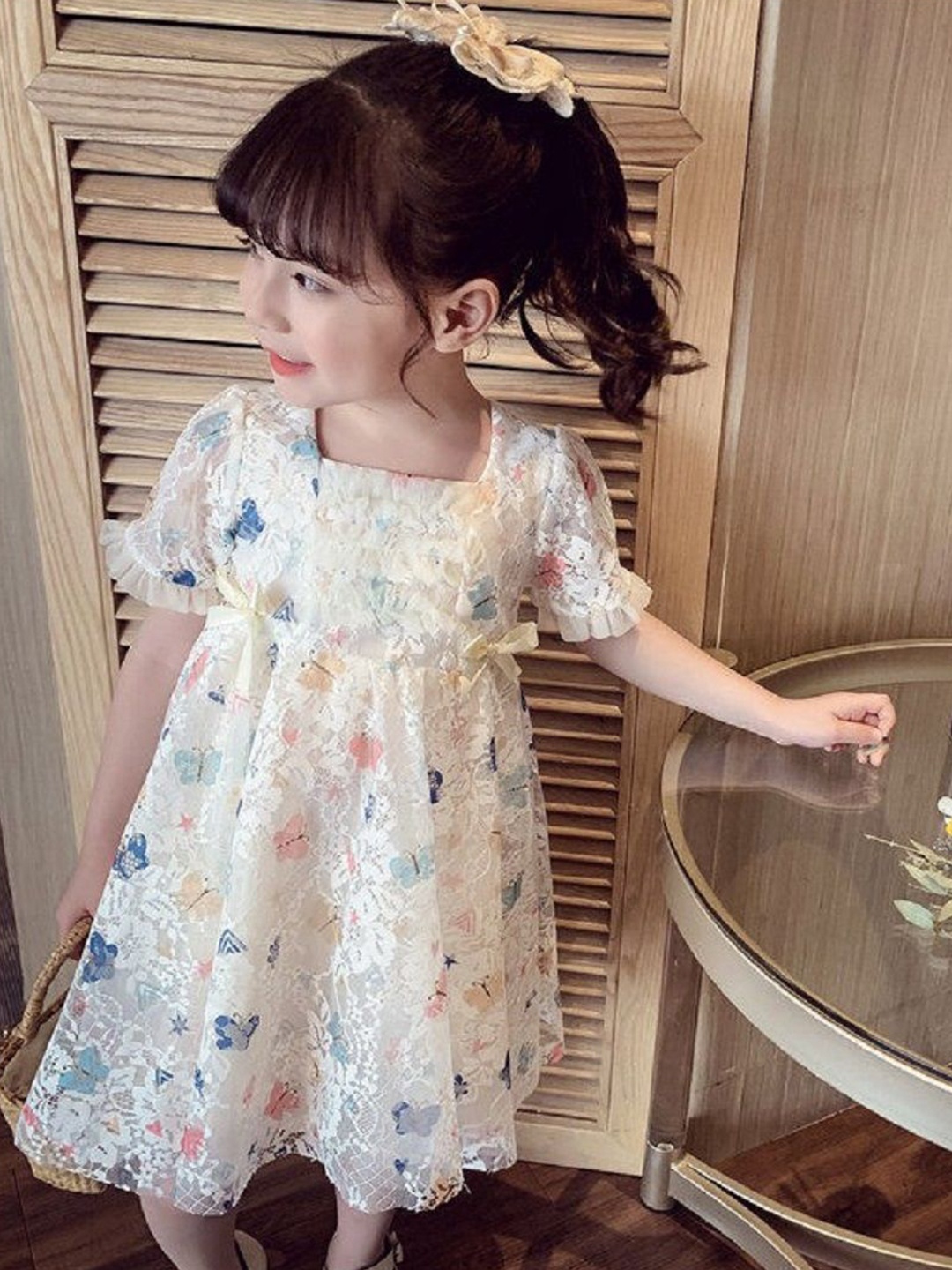 

YK Girls Floral Fit & Flare Dress, White