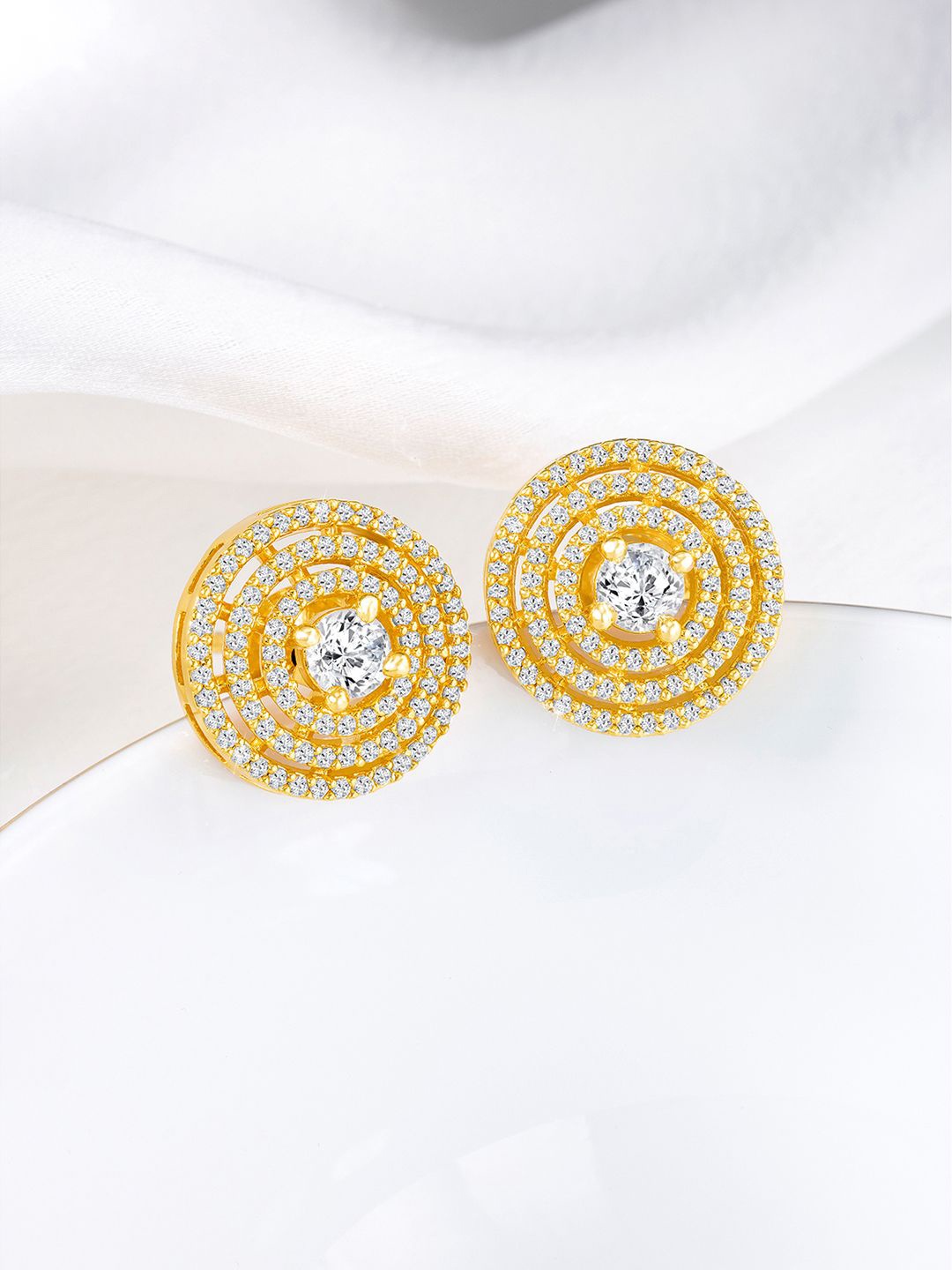

Peora Gold-Plated Contemporary CZ Studs, White