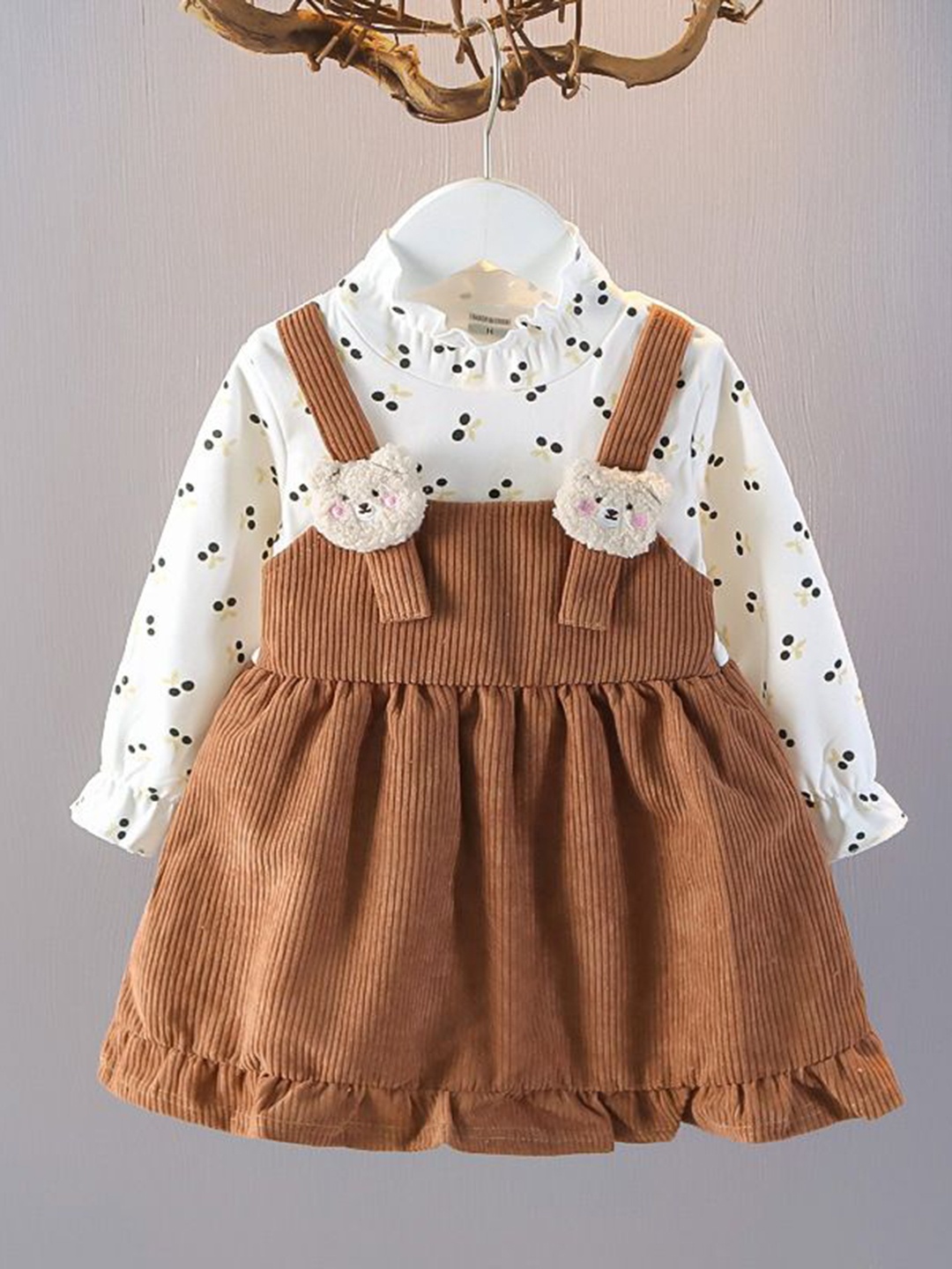 

YK Girls Cotton Pinafore Dress, Brown