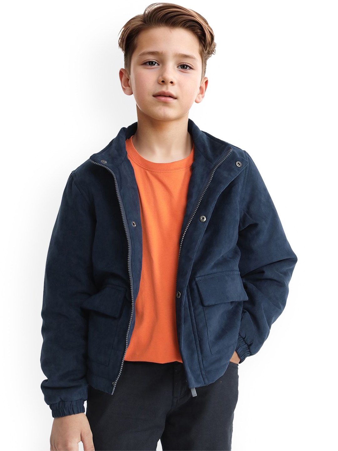 

Rare Ones Boys Solid Zipper Jacket, Teal