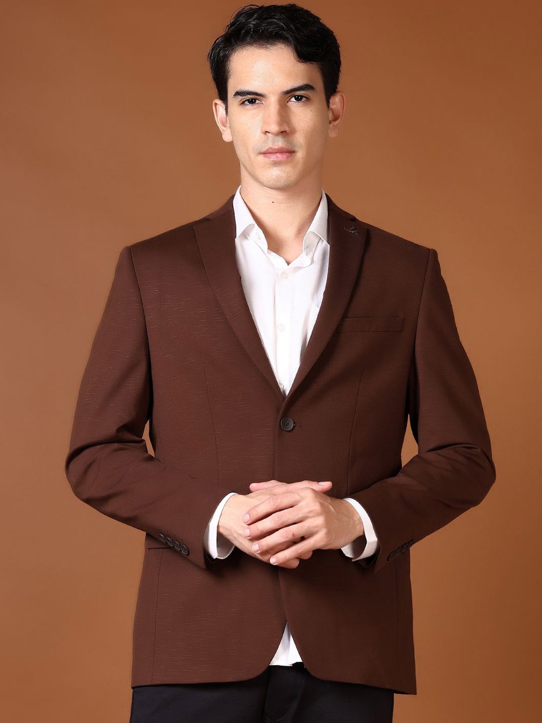 

V-Mart Self Design Single-Breasted Blazer, Brown