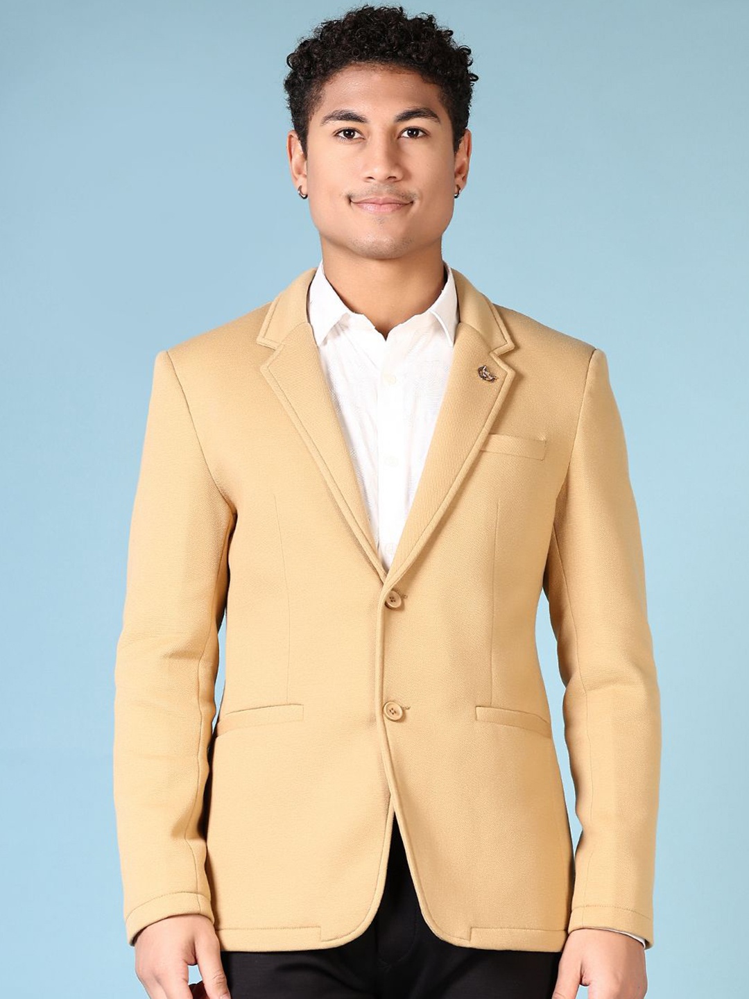 

V-Mart Notched Lapel Casual Single-Breasted Blazer, Brown