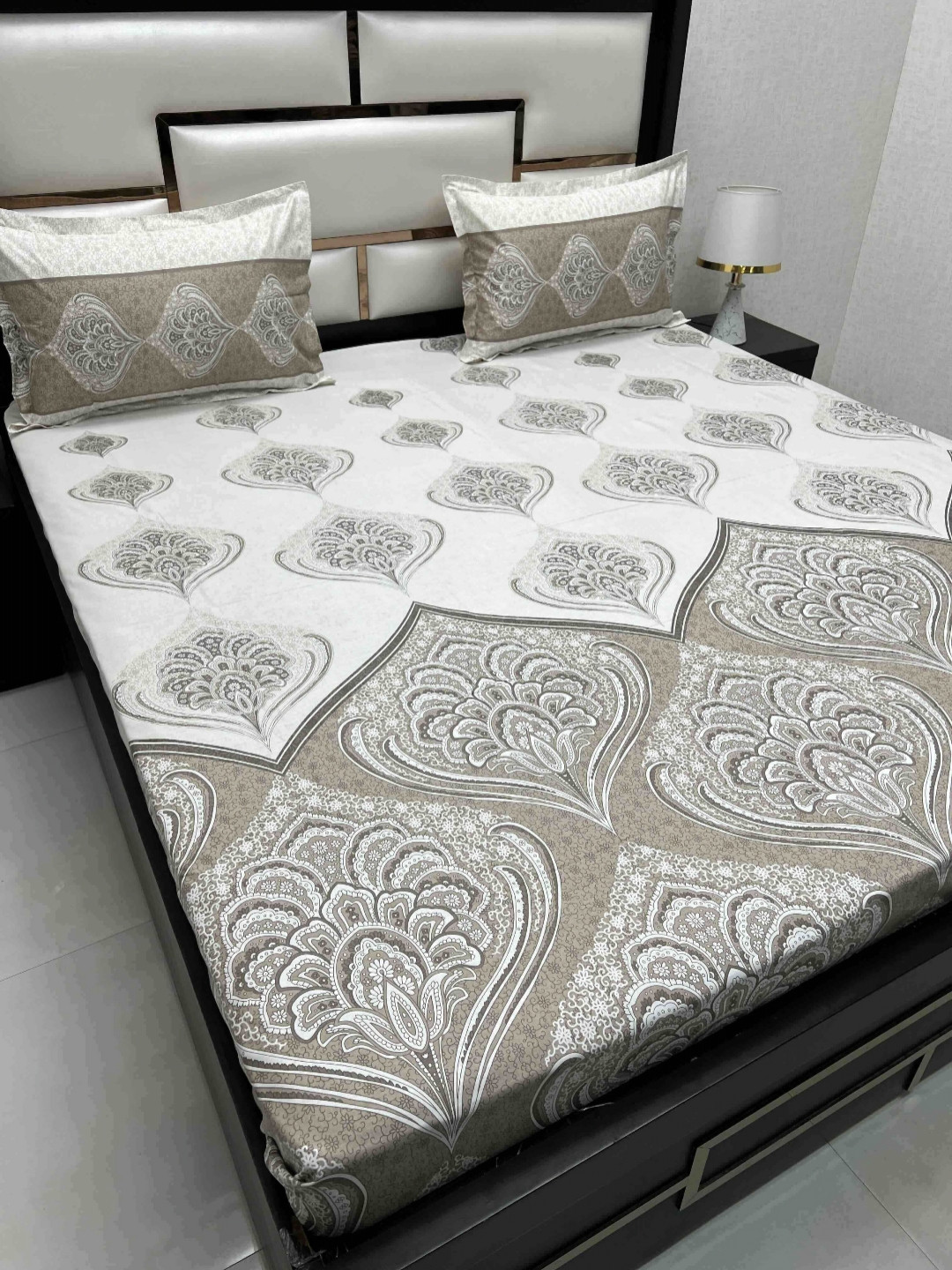 

Pure Decor Cotton King Size Double Bed Bedsheet With 2 Pillow Covers 2.74m X 2.74m, Brown