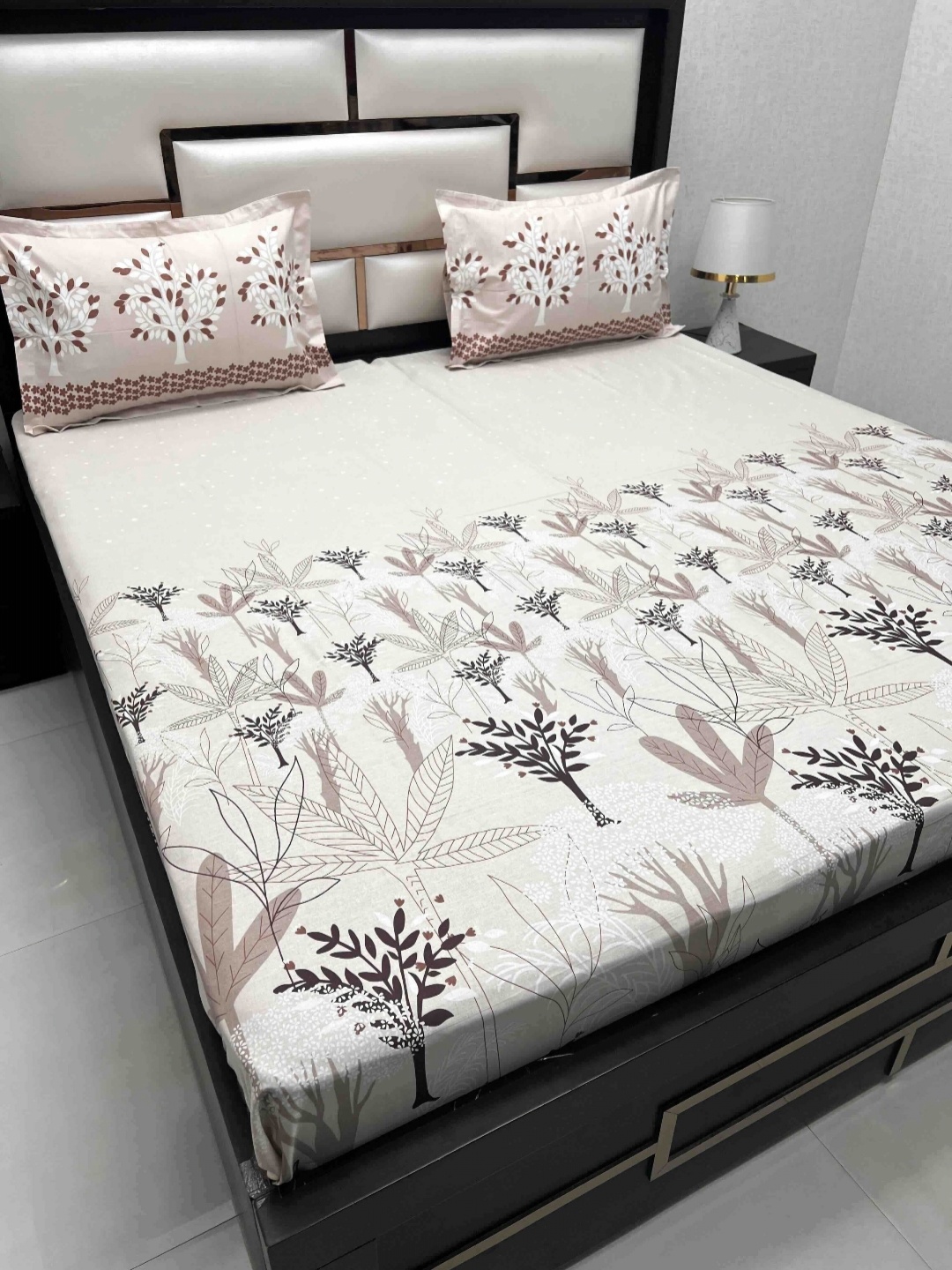 

Pure Decor Cotton King Size Double Bed Bedsheet With 2 Pillow Covers 2.74m X 2.74m, Brown