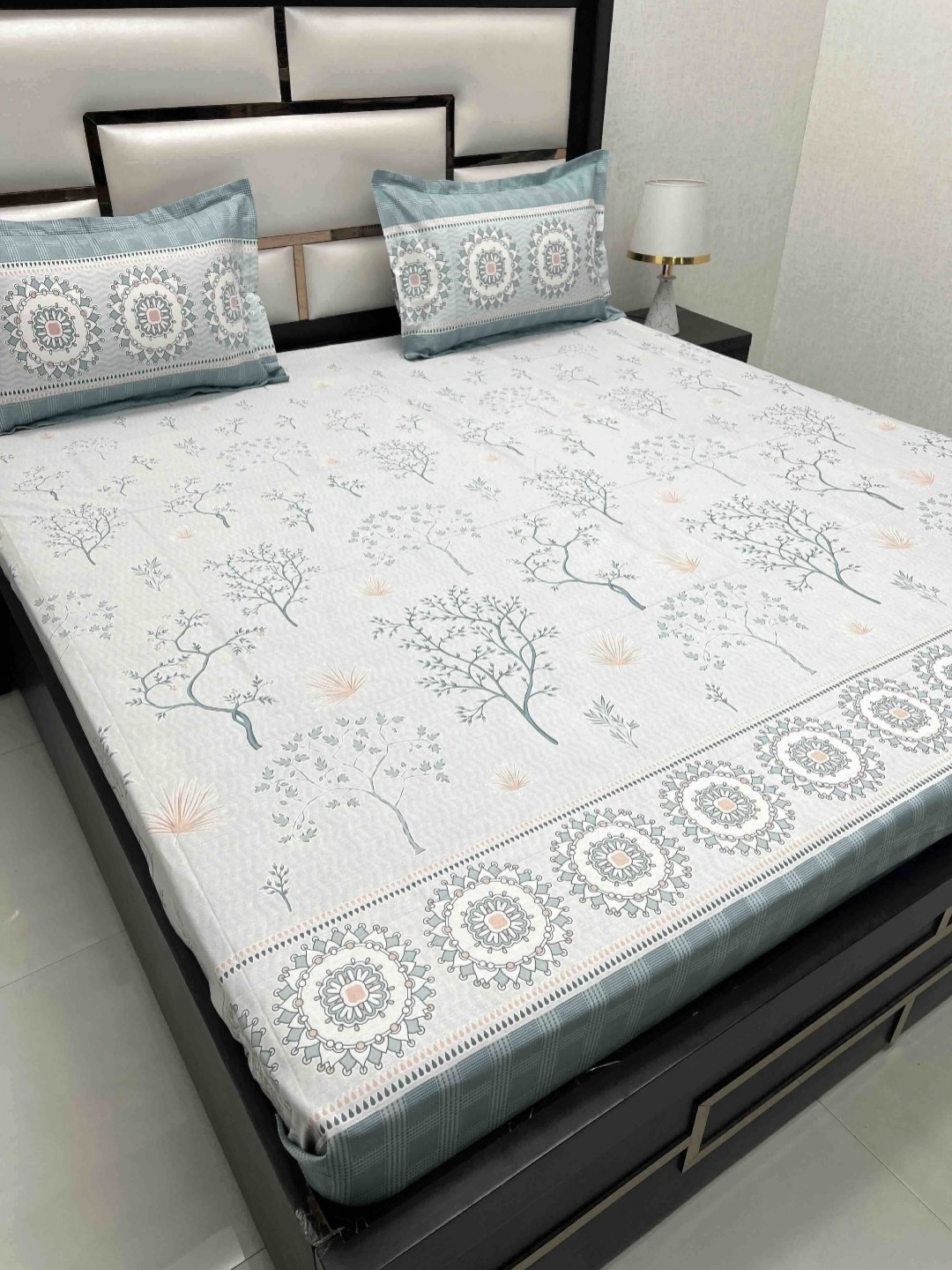

Pure Decor Cotton King Size Double Bed Bedsheet With 2 Pillow Covers 2.74m X 2.74m, Blue